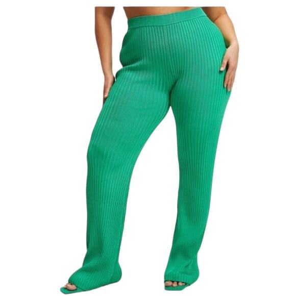 Good American Pants Rib Slim flare green size 5/6 (2X 3X) - Picture 1 of 7